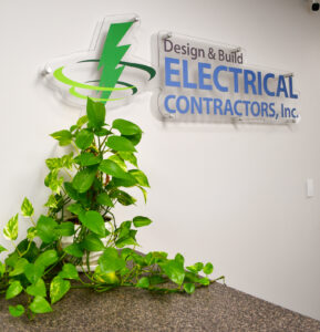 Design and Build Electrical Contractors Logo in office